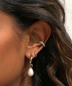 Astrid & Miyu New In Wave Mint Enamel Ear Cuff In Silver 9 Astrid & Miyu New In Wave Mint Enamel Ear Cuff In Silver