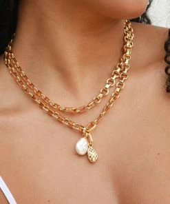 Astrid & Miyu New In Serenity Pearl Belly Chain In Gold