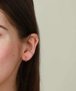 Astrid & Miyu Wave Coral Enamel Huggies