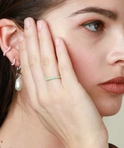 Astrid & Miyu Wave Pink Enamel Ear Cuff In Silver New In 9 Astrid & Miyu Wave Pink Enamel Ear Cuff In Silver New In