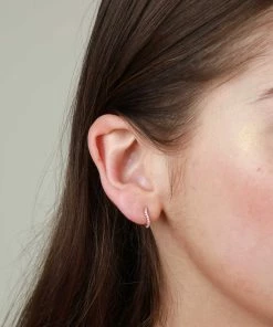 Astrid & Miyu Wave Crystal Huggies In Silver New In