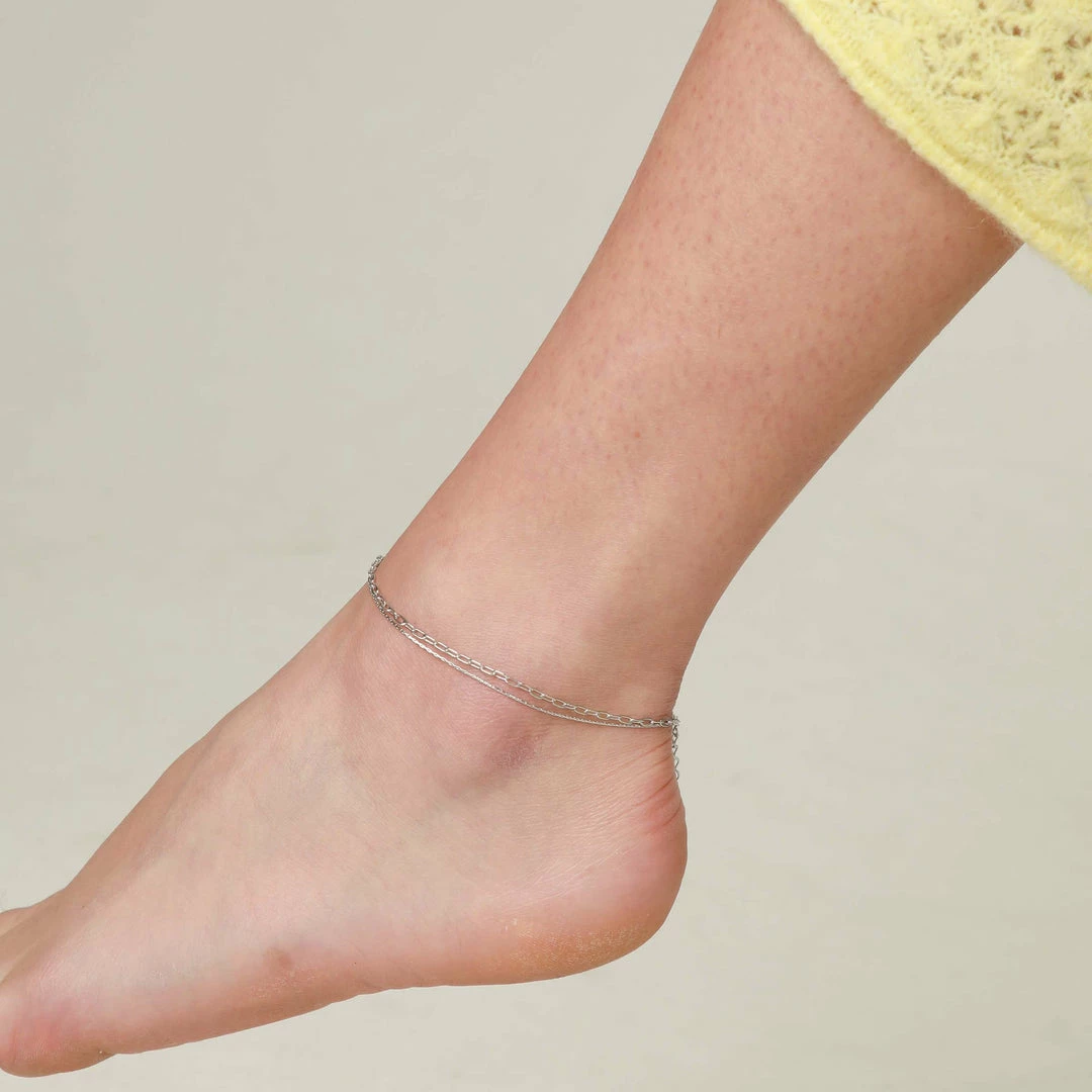 Astrid & Miyu New In Duo Chain Anklet In Silver 4 Astrid & Miyu New In Duo Chain Anklet In Silver