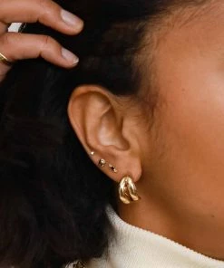 Astrid & Miyu Sale Molten Large Stud Earrings In Gold