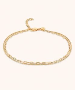 Astrid & Miyu New In Duo Chain Anklet In Gold