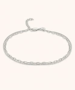 Astrid & Miyu New In Duo Chain Anklet In Silver