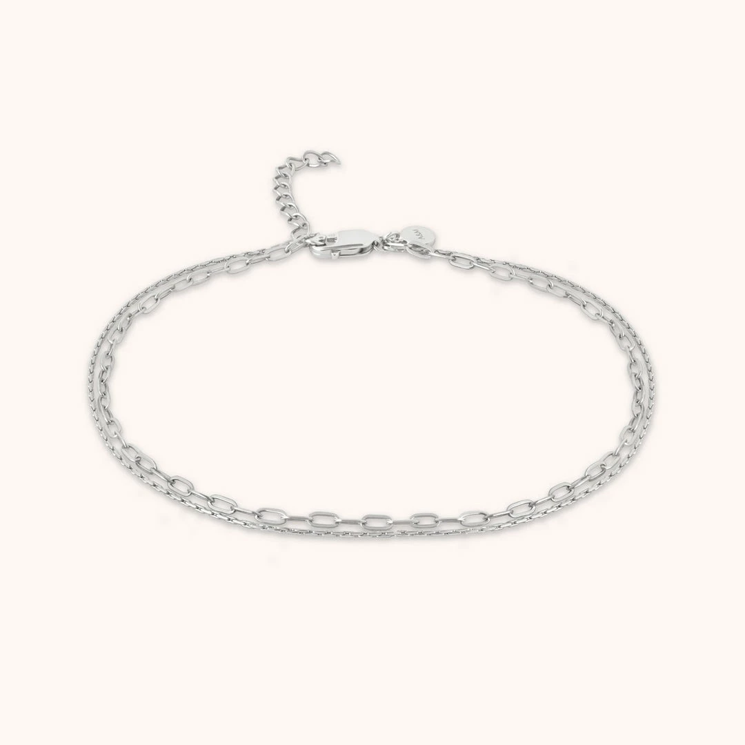 Astrid & Miyu New In Duo Chain Anklet In Silver 3 Astrid & Miyu New In Duo Chain Anklet In Silver