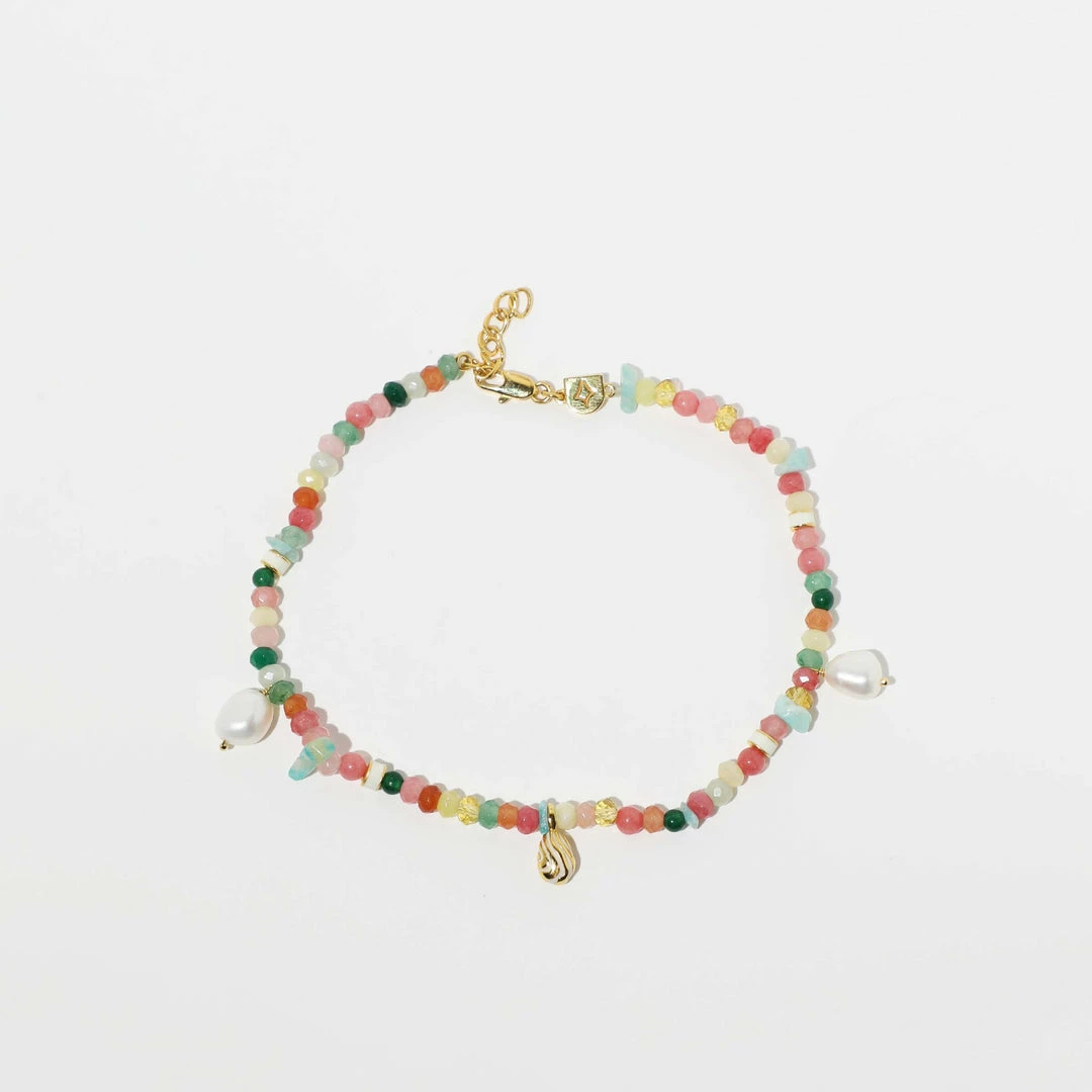 Astrid & Miyu New In Flow Beaded Anklet In Gold 5 Astrid & Miyu New In Flow Beaded Anklet In Gold