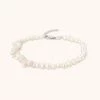 Astrid & Miyu New In Serenity Pearl Beaded Anklet In Silver