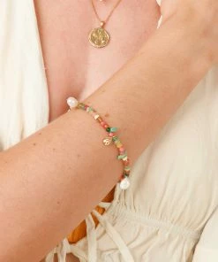 Astrid & Miyu New In Flow Beaded Bracelet In Gold