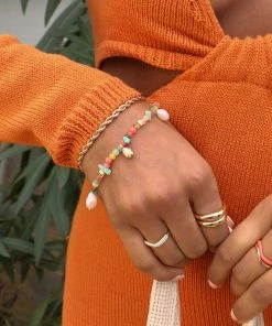 Astrid & Miyu New In Flow Beaded Bracelet In Gold