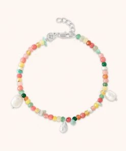 Astrid & Miyu Flow Beaded Bracelet In Silver