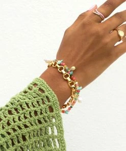 Astrid & Miyu New In Flow Beaded Bracelet In Gold