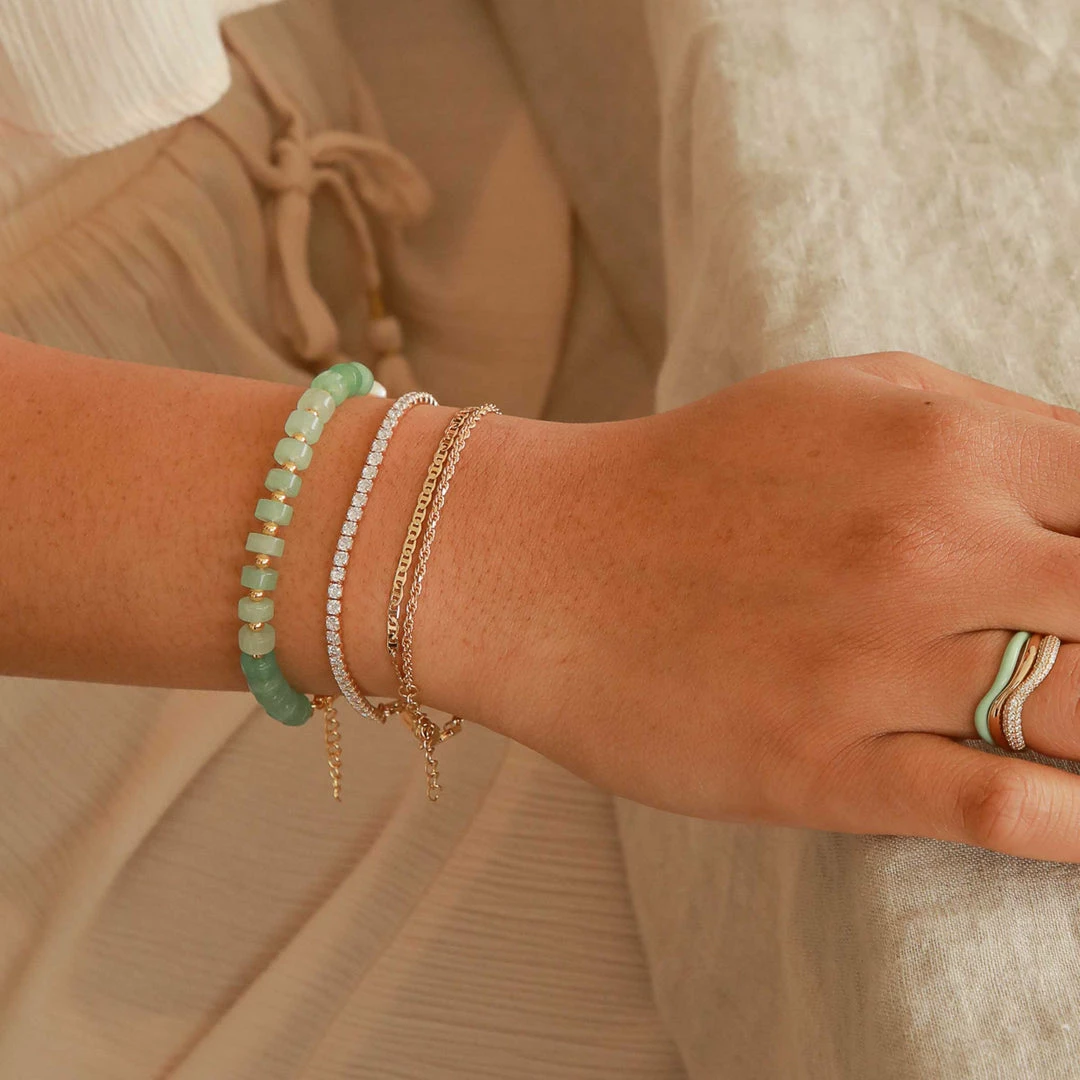 Astrid & Miyu Ocean Beaded Bracelet In Gold New In 6 Astrid & Miyu Ocean Beaded Bracelet In Gold New In