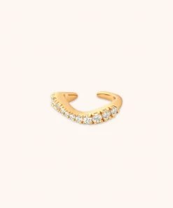 Astrid & Miyu Wave Crystal Ear Cuff In Gold New In