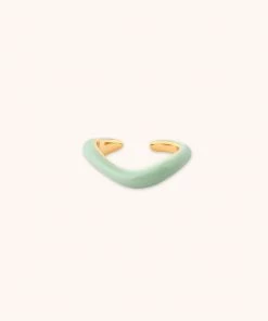 Astrid & Miyu New In Wave Mint Enamel Ear Cuff In Gold