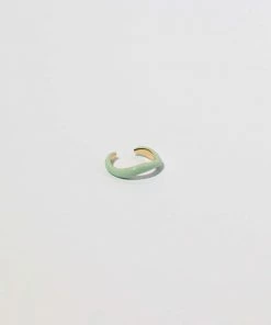 Astrid & Miyu New In Wave Mint Enamel Ear Cuff In Gold