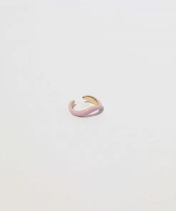 Astrid & Miyu Wave Pink Enamel Ear Cuff In Gold