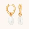 Astrid & Miyu New In Serenity Pearl Charm Hoops In Gold
