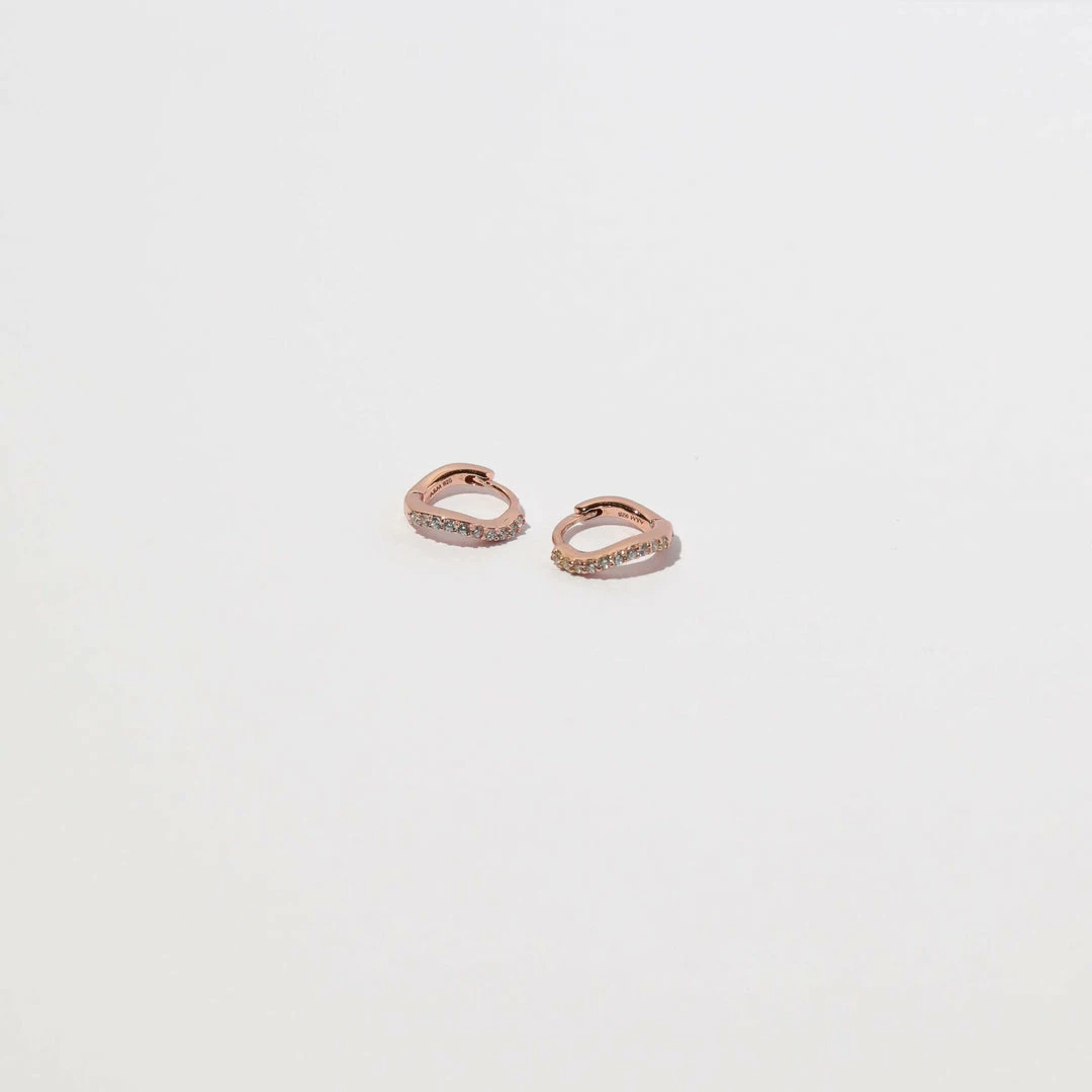 Astrid & Miyu Wave Crystal Huggies In Rose Gold 5 Astrid & Miyu Wave Crystal Huggies In Rose Gold