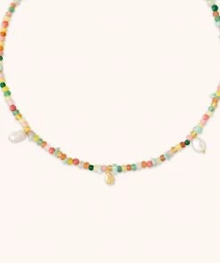 Astrid & Miyu New In Flow Beaded Necklace In Gold
