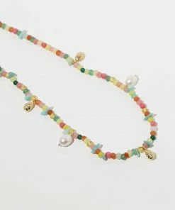 Astrid & Miyu New In Flow Beaded Necklace In Gold