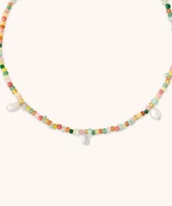 Astrid & Miyu New In Flow Beaded Necklace In Silver