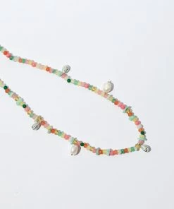 Astrid & Miyu New In Flow Beaded Necklace In Silver