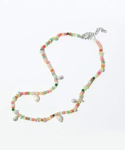 Astrid & Miyu New In Flow Beaded Necklace In Silver