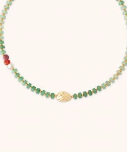 Astrid & Miyu Ocean Beaded Necklace In Gold New In
