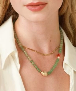 Astrid & Miyu Ocean Beaded Necklace In Gold New In 12 Astrid & Miyu Ocean Beaded Necklace In Gold New In