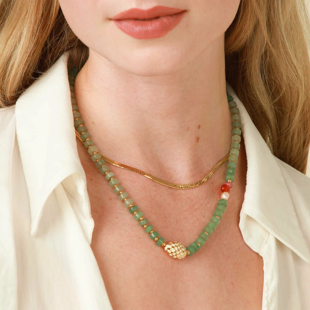 Astrid & Miyu Ocean Beaded Necklace In Gold New In 7 Astrid & Miyu Ocean Beaded Necklace In Gold New In