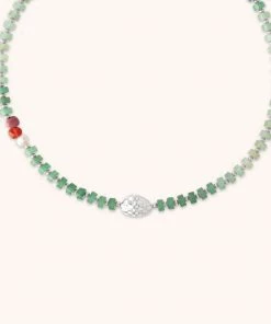 Astrid & Miyu New In Ocean Beaded Necklace In Silver