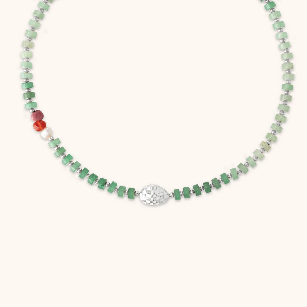 Astrid & Miyu New In Ocean Beaded Necklace In Silver 3 Astrid & Miyu New In Ocean Beaded Necklace In Silver