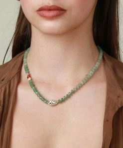Astrid & Miyu New In Ocean Beaded Necklace In Silver