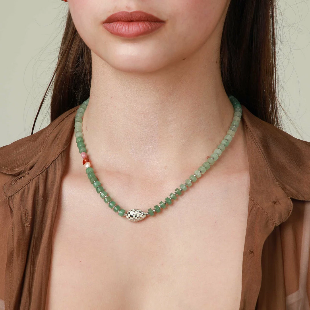 Astrid & Miyu New In Ocean Beaded Necklace In Silver 4 Astrid & Miyu New In Ocean Beaded Necklace In Silver