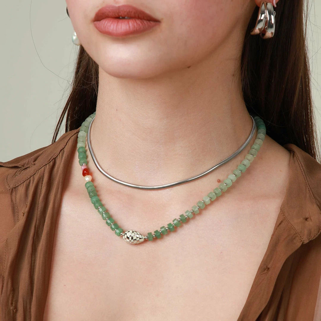 Astrid & Miyu New In Ocean Beaded Necklace In Silver 6 Astrid & Miyu New In Ocean Beaded Necklace In Silver