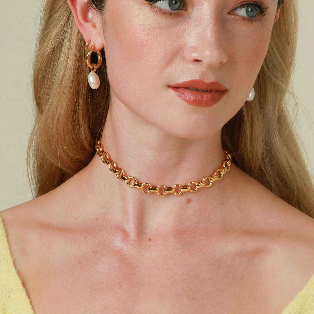 Astrid & Miyu Serenity Pearl Link Chain Necklace In Gold 15 Astrid & Miyu Serenity Pearl Link Chain Necklace In Gold