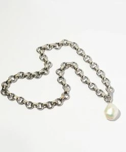 Astrid & Miyu Serenity Pearl Link Chain Necklace In Silver 19 Astrid & Miyu Serenity Pearl Link Chain Necklace In Silver