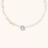 Astrid & Miyu Serenity Pearl Beaded T-Bar Necklace In Silver New In