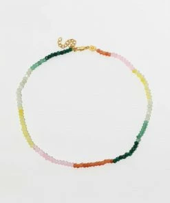 Astrid & Miyu New In Solar Rainbow Beaded Necklace In Gold