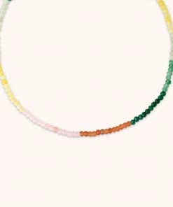 Astrid & Miyu Solar Rainbow Beaded Necklace In Silver New In