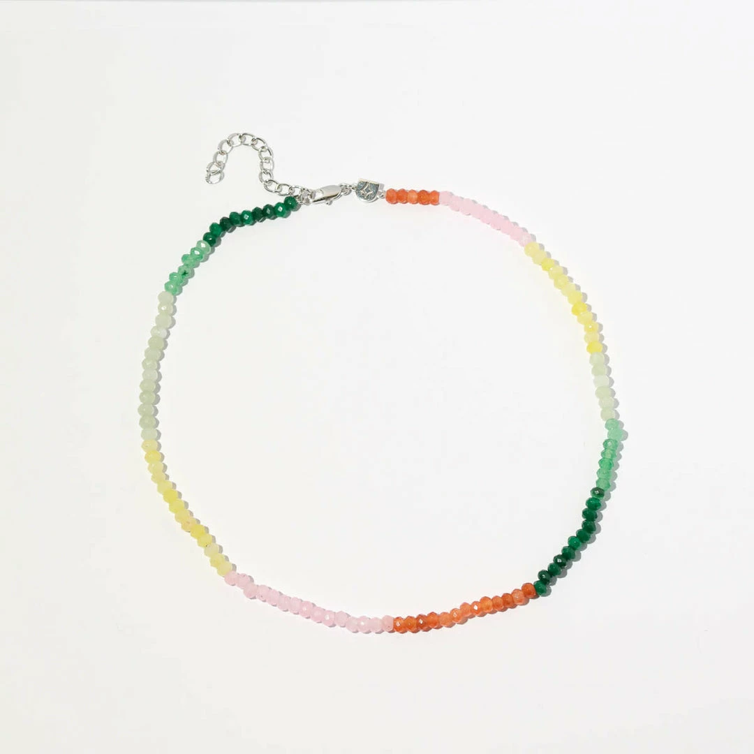 Astrid & Miyu Solar Rainbow Beaded Necklace In Silver New In 7 Astrid & Miyu Solar Rainbow Beaded Necklace In Silver New In