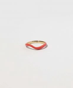 Astrid & Miyu New In Wave Coral Enamel Ring