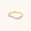 Astrid & Miyu Wave Crystal Ring In Gold 1 Astrid & Miyu Wave Crystal Ring In Gold