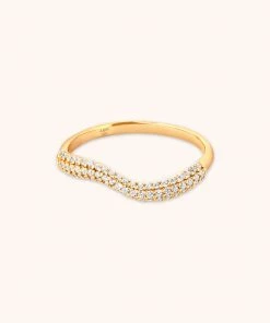 Astrid & Miyu Wave Crystal Ring In Gold