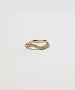 Astrid & Miyu Wave Crystal Ring In Gold