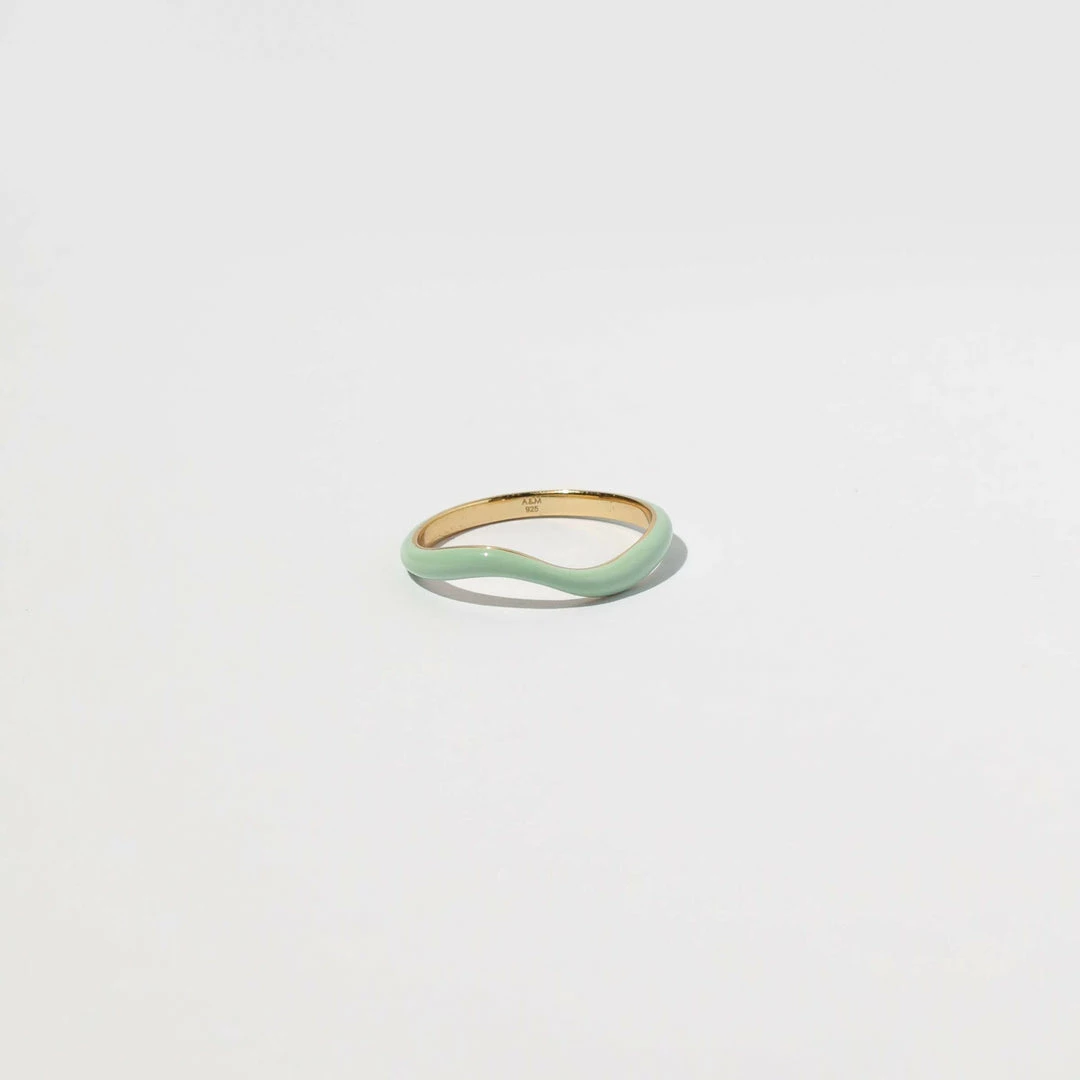 Astrid & Miyu Wave Mint Enamel Ring 5 Astrid & Miyu Wave Mint Enamel Ring