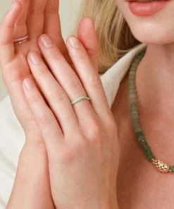 Astrid & Miyu Wave Mint Enamel Ring