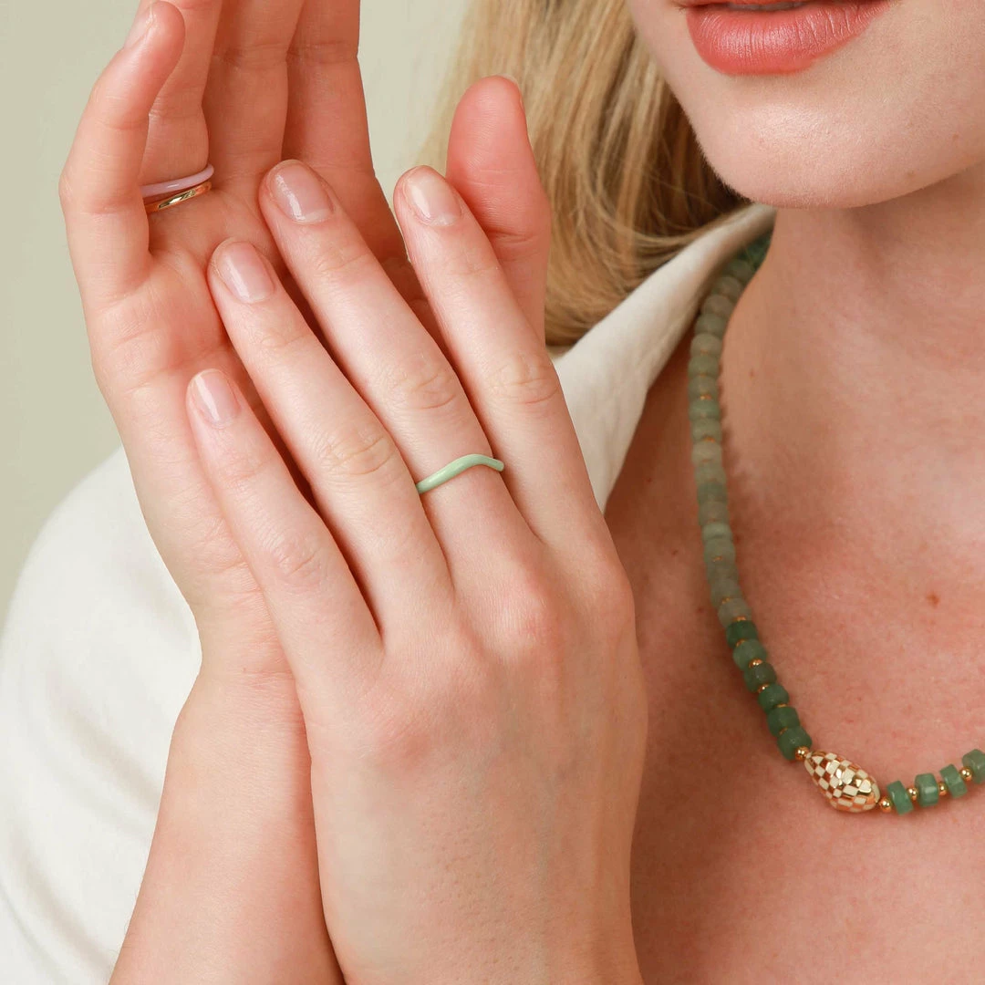 Astrid & Miyu Wave Mint Enamel Ring 4 Astrid & Miyu Wave Mint Enamel Ring