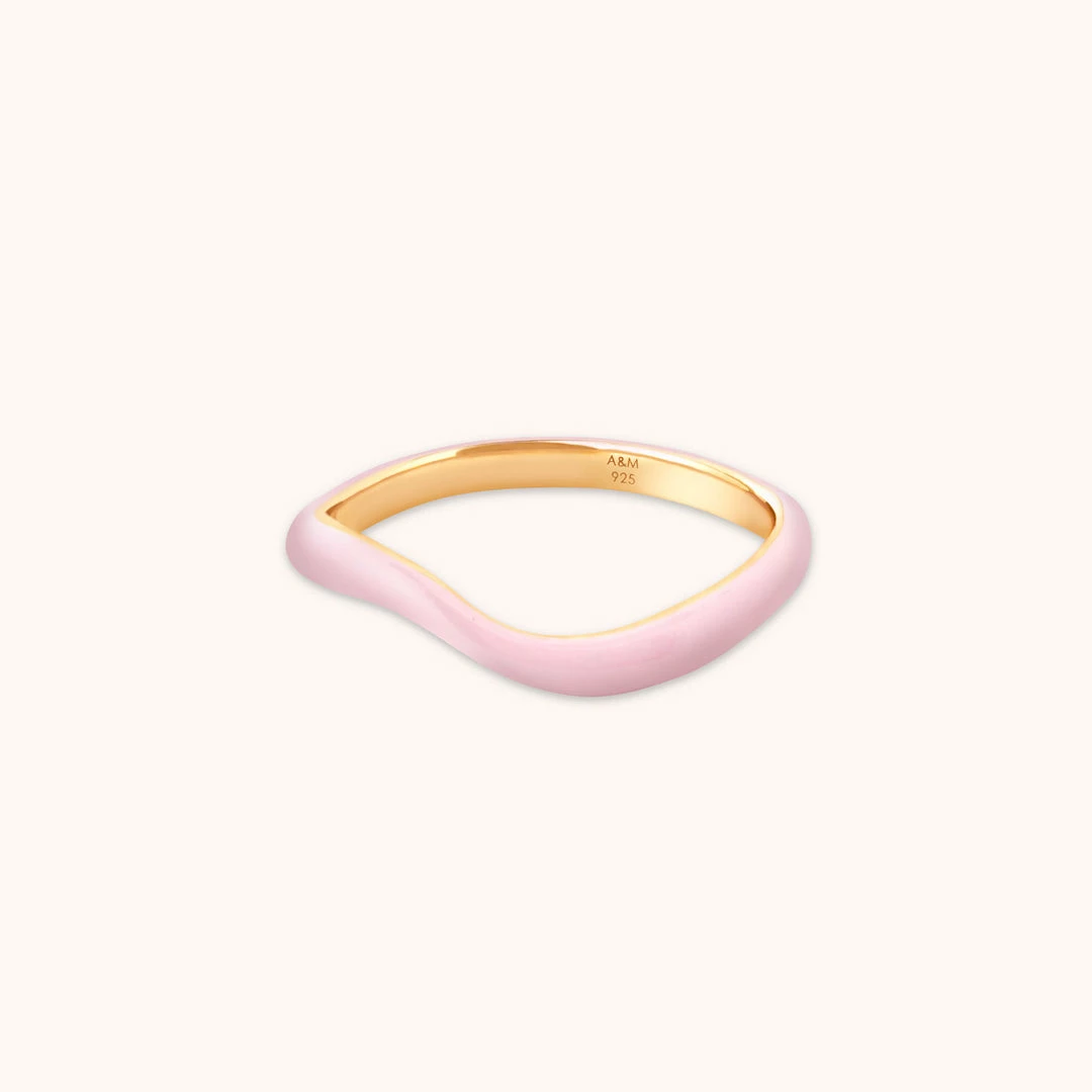 Astrid & Miyu Wave Pink Enamel Ring 3 Astrid & Miyu Wave Pink Enamel Ring